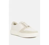 Kjaer Womens Dual Tone Leather Sneakers