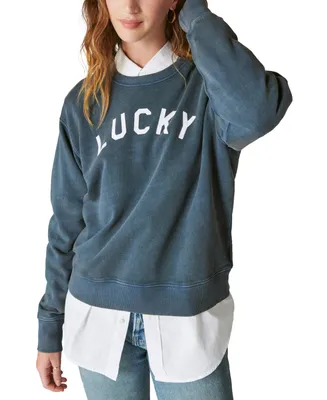 Lucky Brand Women's Arch Logo Print Pullover Sweatshirt