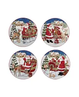 Santa's Workshop 4 Piece Dessert Plate set