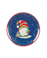 Holiday Magic Gnomes 4 Piece Dessert Plate Set