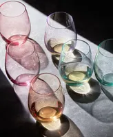 The Wine Savant Glass Colored Stemless Wine Glass, Set of 6