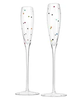 The Wine Savant Polka Dot Champagne Flutes Glass, Set of 2