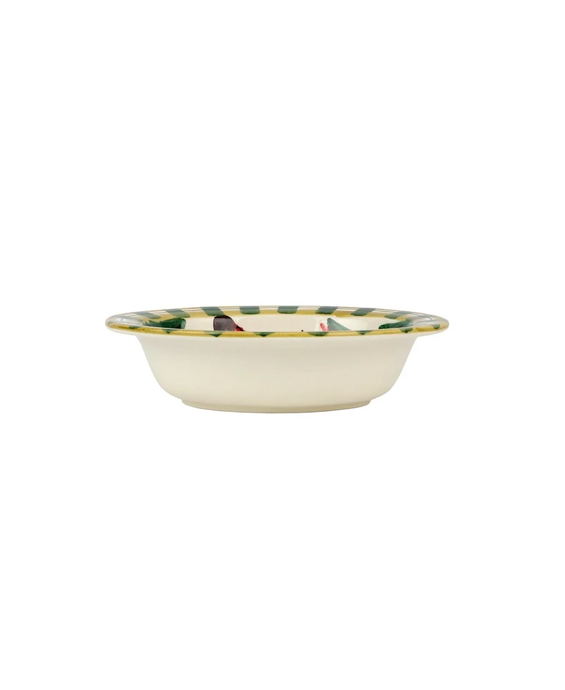 Old St. Nick Small Rimmed Oval Bowl with Owl