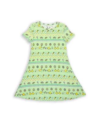 Bellabu Bear Toddler| Child Girls Easter Isle Short Sleeve Dress