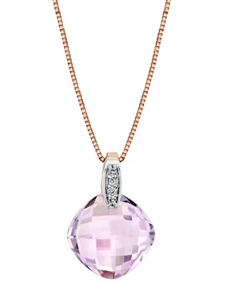 Pink Amethyst (5-3/4 ct. t.w. ) & Diamond Accent 18" Pendant Necklace in 14k Rose Gold