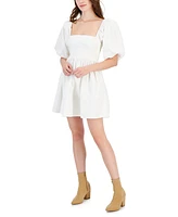 Avec Les Filles Women's Balloon Sleeve Cotton A-Line Dress