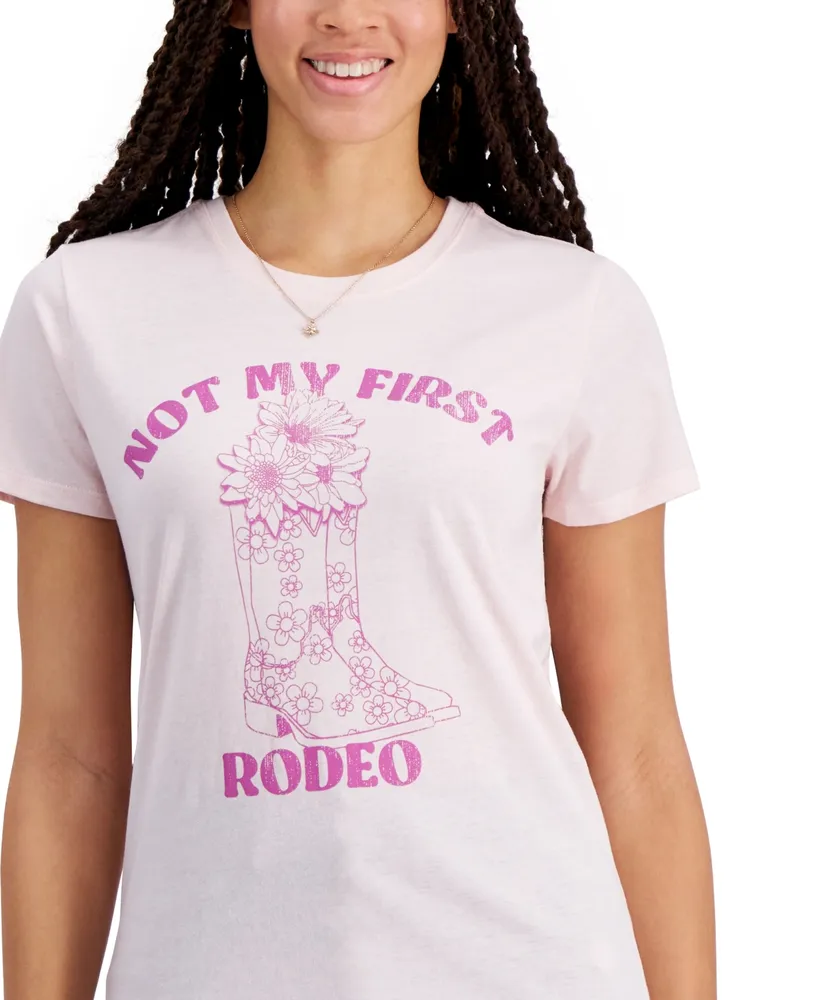 Rebellious One Juniors' Not My First Rodeo Boot-Graphic T-Shirt