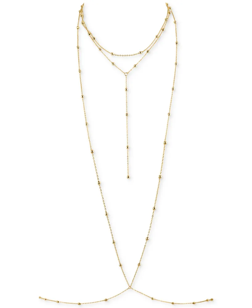 Oma The Label 18k Gold-Plated Dainty Bead Layered Body Chain