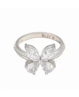 Suzy Levian Sterling Silver Cubic Zirconia Butterfly Ring