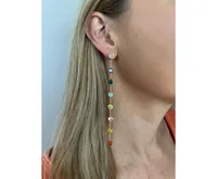 Multi Crystal Chain Drop Earrings