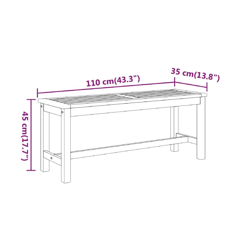 Patio Bench 43.3"x13.8"x17.7" Solid Wood Acacia