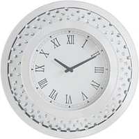 Streamdale Furniture Nysa Wall Clock In Mirrored & Faux Crystals