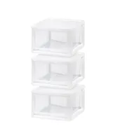 Iris 3 Pack 15qt Stackable Plastic Storage Drawers, White