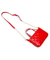 Girl's Red Quilted Rhinestone Tote Bag