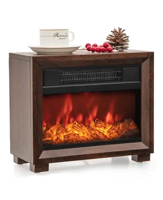 Mini Desktop Electric Fireplace Heater Portable Wooden Fireplace with Vivid Flame