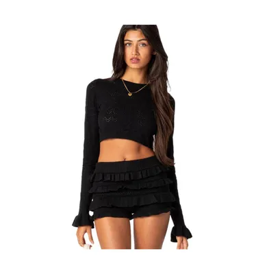 Women's Delana embroidered knit crop top