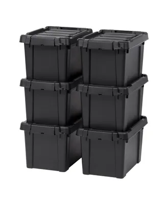 Iris 6 Pack 5gal/20qt Heavy-Duty Storage Plastic Bin Tote Container, Black