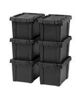 Iris 6 Pack 5gal/20qt Heavy-Duty Storage Plastic Bin Tote Container, Black