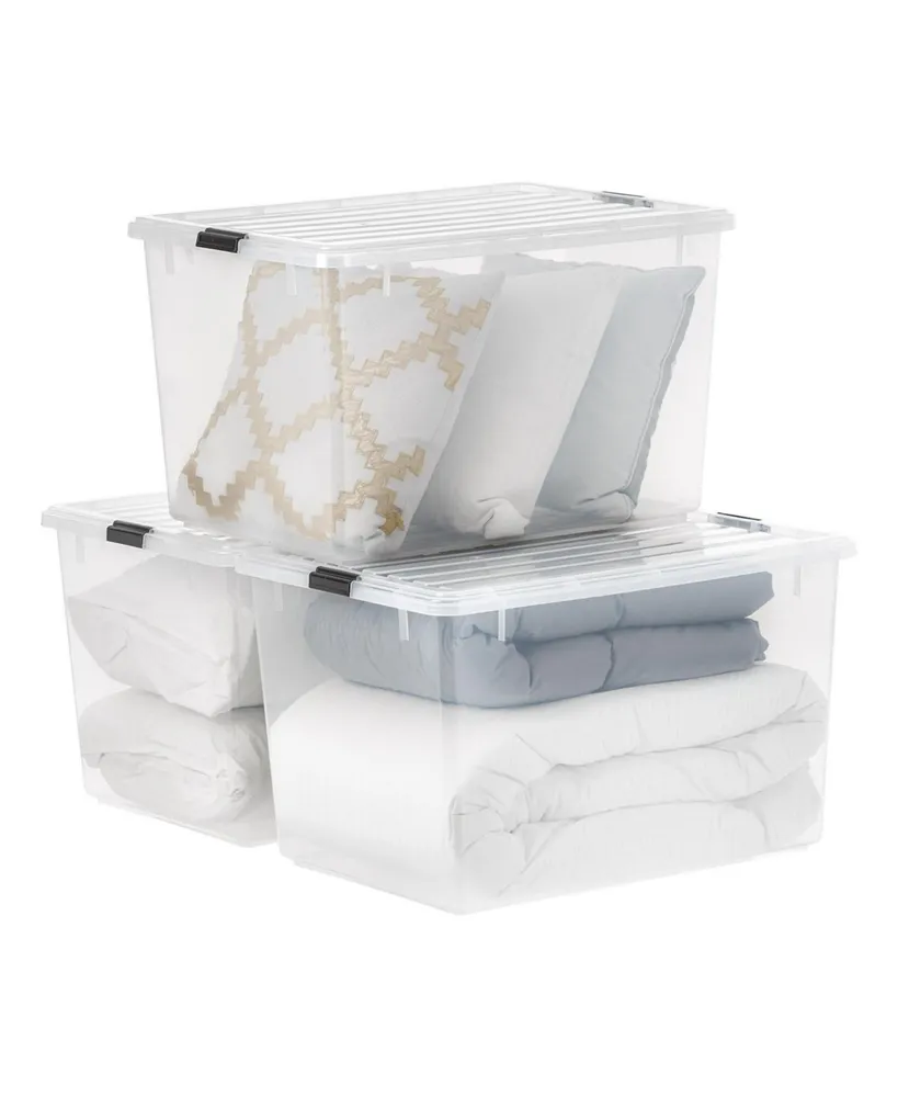 Iris Usa 3 Pack 144qt Large Clear View Plastic Storage Bin with Lid and  Secure Latching Buckles