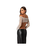 Women's Sainty sheer lace crop top