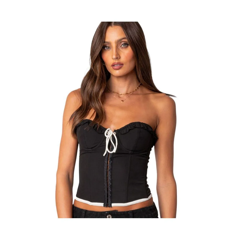 Embroidered Corset-style Top