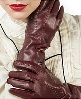 Women's Bow Design Waterproof Leather Gloves