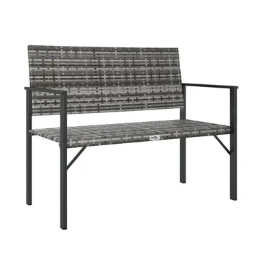 2-Seater Patio Bench Gray Poly Rattan