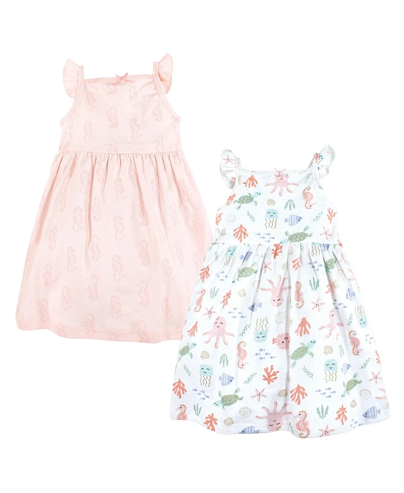 Hudson Baby Girls Cotton Dresses, Pastel Sea, 6-9 Months