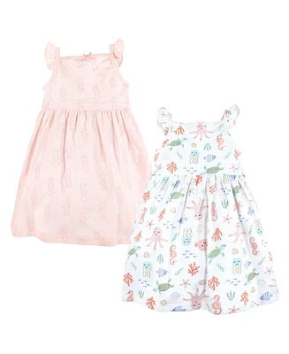 Hudson Baby Girls Cotton Dresses, Pastel Sea, 6-9 Months