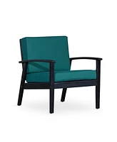 Simplie Fun Deep Seat Eucalyptus Chair, Espresso Finish, Dark Green Cushions