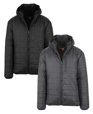 Spire By Galaxy Men's Sherpa Lined Hooded Puffer Jacket, Pack of 2