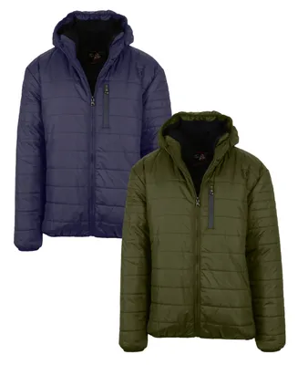 Spire By Galaxy Men's Sherpa Lined Hooded Puffer Jacket, Pack of 2