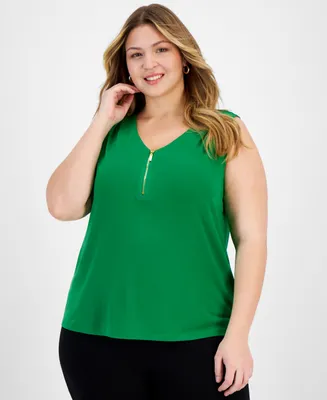 I.n.c. International Concepts Plus Size Half-Zip Tank Top, Created for Macy's