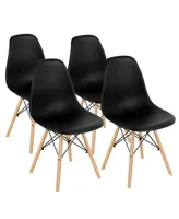 4 Pieces Modern Armless Dining Chair Set with Wood Legs