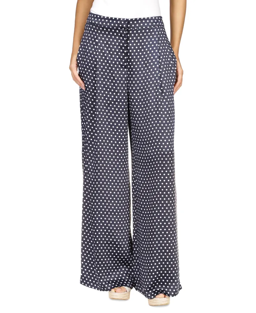 Michael Kors Women's Dot-Print Wide-Leg Satin Pants, Regular & Petite