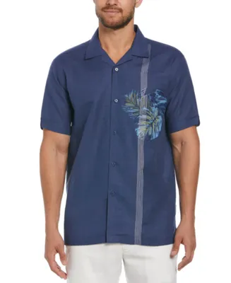 Cubavera Men's Linen Blend Tropical Print Short-Sleeve Button-Front Camp Shirt