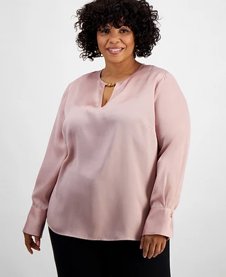 I.n.c. International Concepts Plus Long-Sleeve Top, Created for Macy's