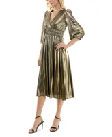 Maison Tara Women's 3/4-Sleeve Smocked-Waist Midi Dress