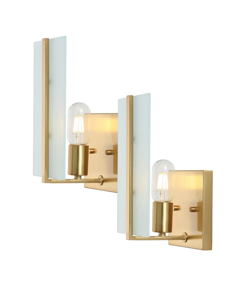 Jonathan Y Mila Modern Coastal Iron/Glass Led Sconce (Set of 2)