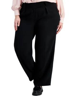 Bar Iii Plus Tab-Waist Pleated Trousers, Created for Macy's