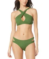 Vince Camuto Womens Crossover Bikini Top Cutout Bikini Bottoms