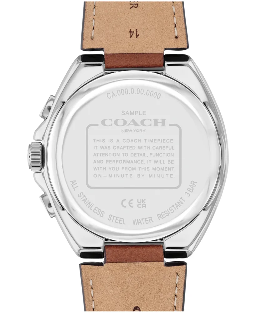 Coach Men's Jackson Saddle Leather Strap Watch 45mm