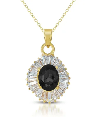 14K Gold Plated Overlay Cubic Zirconia Circle Solitaire Necklace