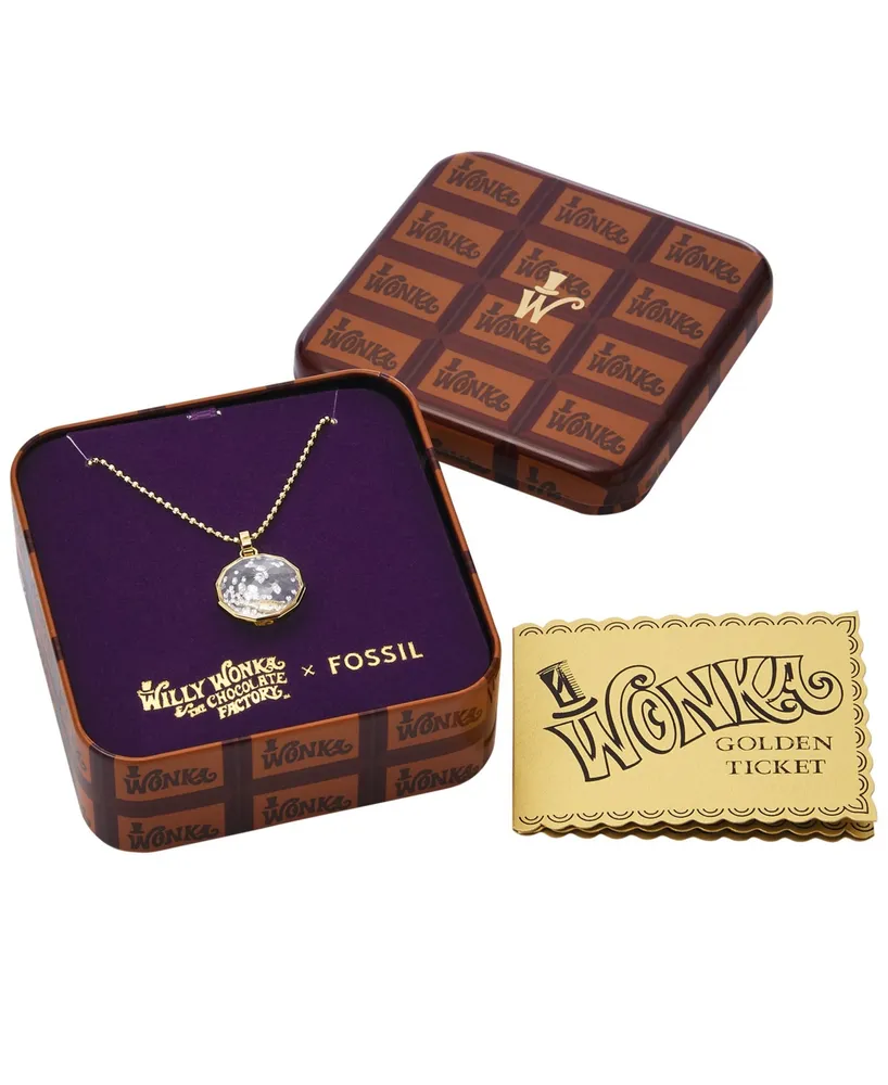 Fossil X Willy Wonka Special Edition Women's Gold-Tone Stainless Steel Pendant Necklace