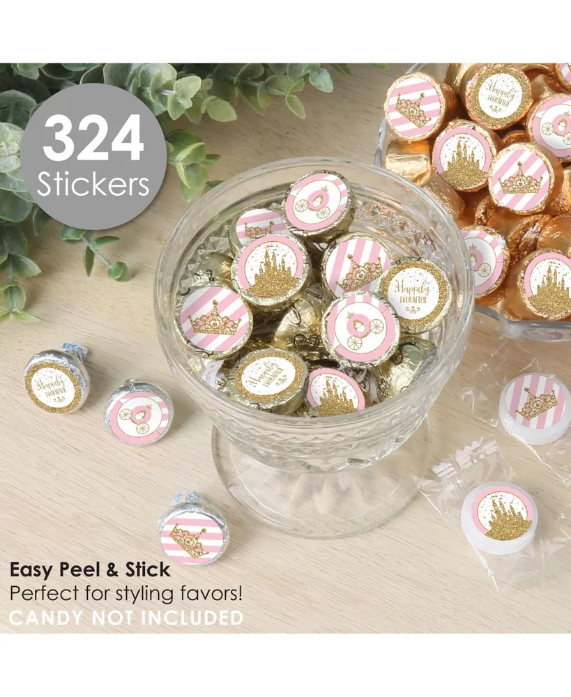 Little Princess Crown - Small Round Candy Stickers - Party Favor Labels - 324 Ct