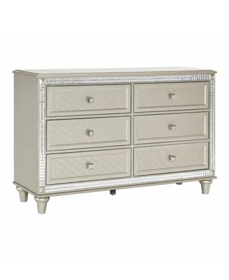 Simplie Fun 6-drawer Champagne Finish Dresser with Crystal Knobs