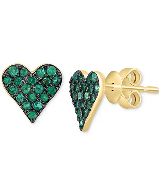 Effy Emerald Heart Stud Earrings (1/3 ct. t.w.) in 14k Gold