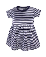 Hudson Baby Toddler Girls Cotton Short-Sleeve Dresses 2pk, Pink Gray Floral
