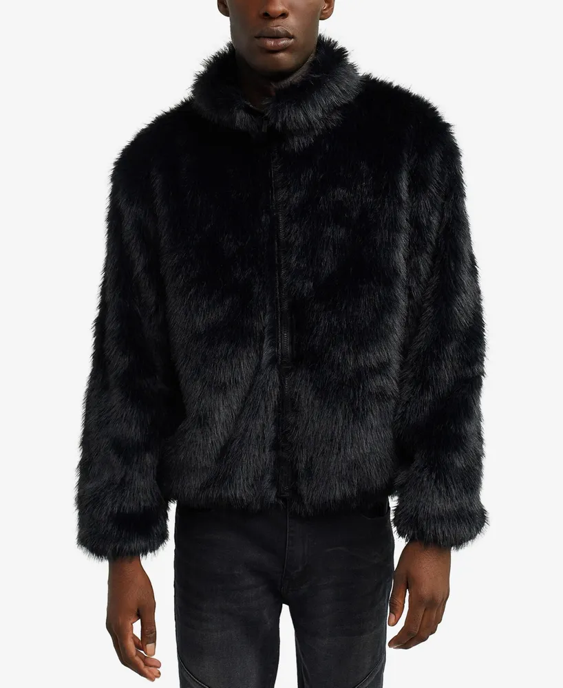 Lennux Faux Fur Bomber Jacket