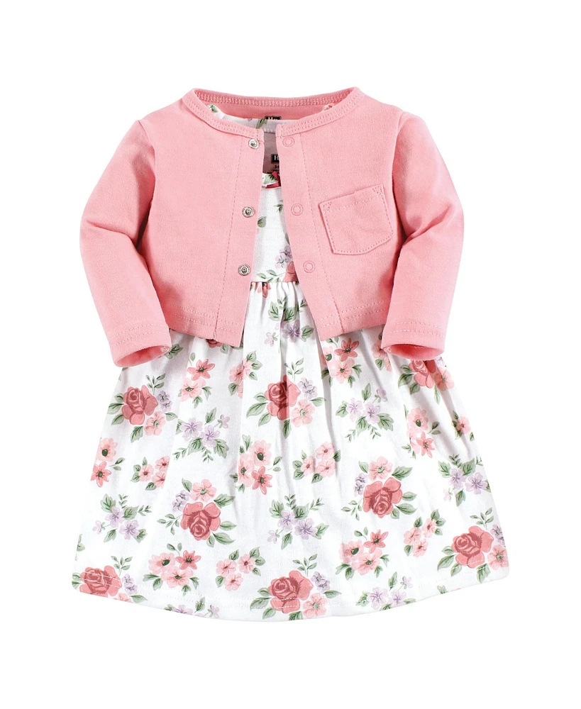 Hudson Baby Baby Girls Hudson Cotton Dress and Cardigan Set
